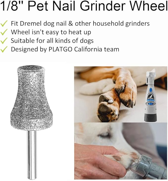 Diamond Dremel Dog Nail Grinder FlashB, Dogs&Pets Nail Care, 1/8'' Pet Nail Grinder Wheel Work with Dremel Sanding Drums for Animals Nail Care & Home Grinder Tools-Mewly Pet