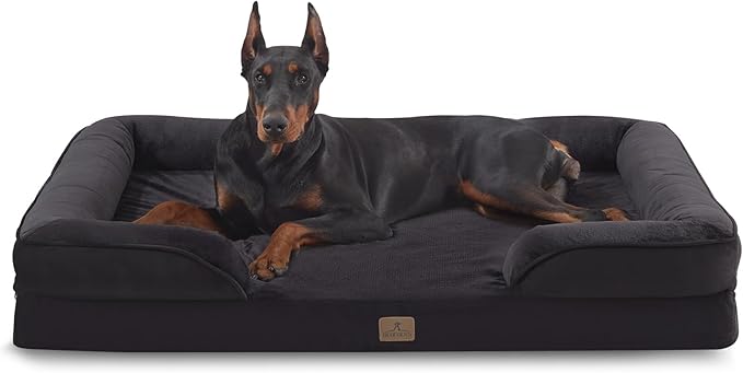 Bedfolks Orthopedic Dog Bed, Waterproof Dog Sofa Bed for Extra Large Dogs, Egg Foam Pet Couch Bed with Removable Washable Cover and Nonslip Bottom, Black-Mewly Pet
