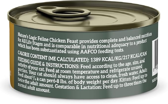 Nature's Logic Wet Cat Food - Feline Chicken Feast 95% Animal Ingredients - No Synthetic Vitamins, Minerals or Artificial Additives, 100% Natural, Grain-Free, Made in USA - Chicken (5.5 oz, 24 pack)-Mewly Pet
