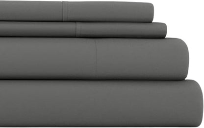 Linen Market Brushed Microfiber Full Sheet Set 4 Piece – Oeko-TEX Certified Ultra Soft & Wrinkle-Free - 16" Deep Pocket Sheets - Easy Care Full Size - Gray
