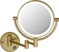 KIBI Circular Wall Mount Makeup Mirror with LED Lights, Dual-Sided 1x/5x Magnifying Mirror with Adjustable Arm, 360° Swivel, Solid Brass Construction for Durability and Style (Brushed Brass, KMM101)