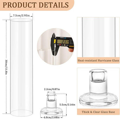 Hurricane Candle Holder Thickened Cylinder Covers 4 Pcs Taper Candle Sticks Holder Glass Tall Candlesticks Holders Centerpiece for Wedding Dining Table