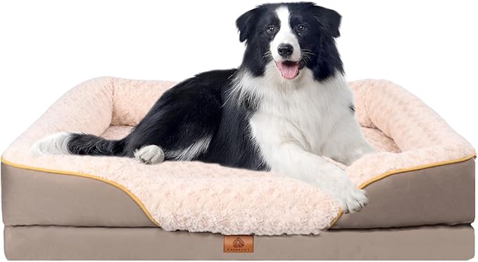 Washable Orthopedic Dog Bed for Medium Dogs, Waterproof Dog Bed with Bolster, Big Couch Sofa with Removable Cover & Non-Slip Bottom-Mewly Pet