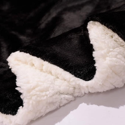 NANPIPER Fleece Blanket Sherpa Throw,Soft Fuzzy Blankets for Couch,Black 50"x60"
