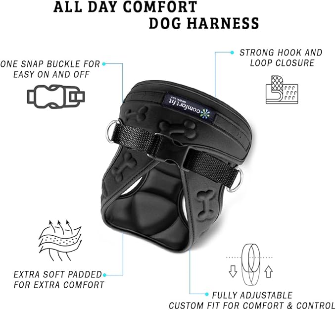 Comfort Fit Dog Harness No Pull with Leash Clips Step in Harness for Small Sized Dogs Soft Padded All Weather Dog Vest with Easy Control No Escape Adjustable Buckles for Dogs & Puppies – Black XS-Mewly Pet