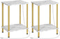 HOOBRO Side Table with Charging Station, Set of 2 End Tables with USB Port and Outlet, Nightstand with 2-Layer Storage Shelves for Small Spaces, Living Room, Bedroom, Gold and Marble DM09UBZP201