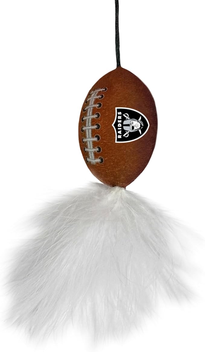 NFL Las Vegas Raiders Cat Tunnel Tube Toy with Plush Football Catnip and Feathers Collapsible Tunnel for Cats to Play, Peek and Hide, Sporty & Fun Cat Tunnel Toy with Team Logo All-Over Design!-Mewly Pet
