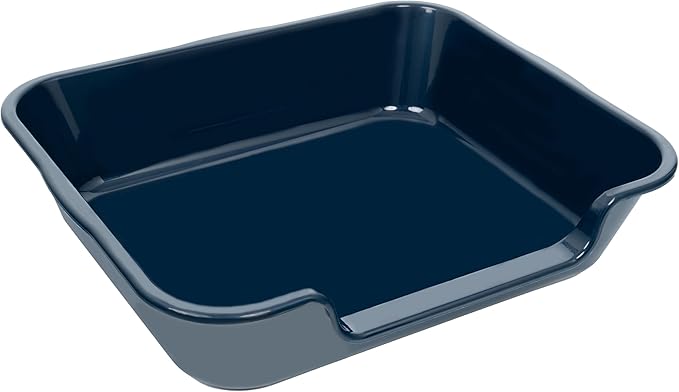 1 Pack of Extra Large Cat Litter Box (ABS Material), Low Entry Senior Litter Pen for Geriatric Kitty Big Cats, Jumbo Pet Safe Litter Boxes Tray for Indoor Pets Potty (Dark Blue, 24"L x 20"W)-Mewly Pet