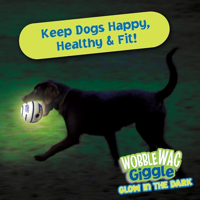 Wobble Wag Giggle Glow in The Dark | Rolling Enrichment Toy for Playtime, Interactive Play for Indoor or Outdoor, Keeps Dogs & Puppies Large, Medium or Small Busy & Moving, As Seen on TV | Pack of 1-Mewly Pet