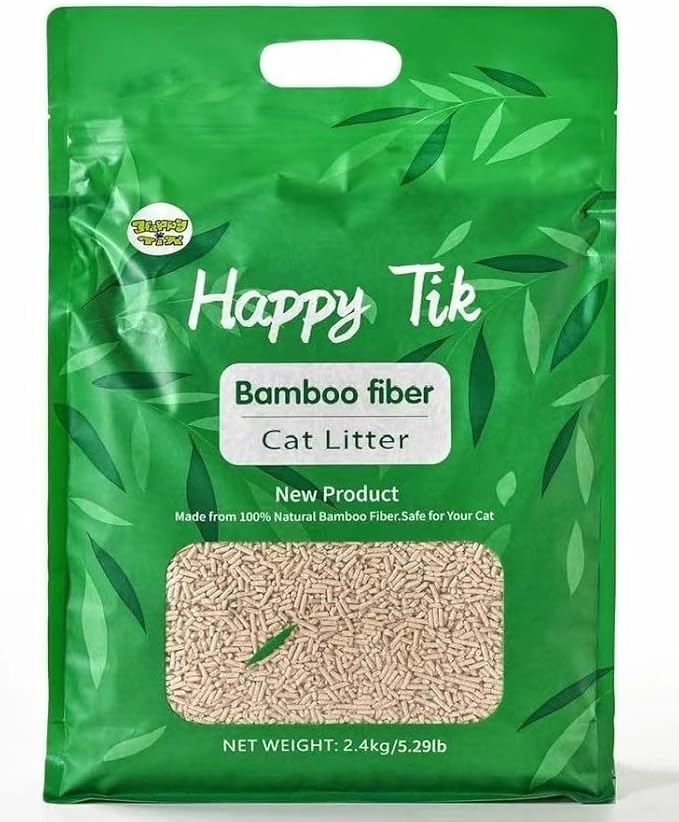 Plant-Based Bamboo Fiber Cat Litter, Green & Eco Friendly, Flushable & Resealable, Instant Clumping, Dust Free, Odor Control, 5.3Pounds, Unscented-Mewly Pet