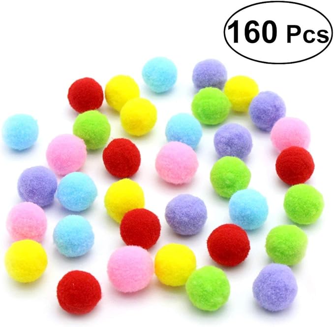 UEETEK 160PCS Cat Toys Assorted Color Soft Cat Toy Balls Kitten Toys Pompon Balls (Mix Color)-Mewly Pet