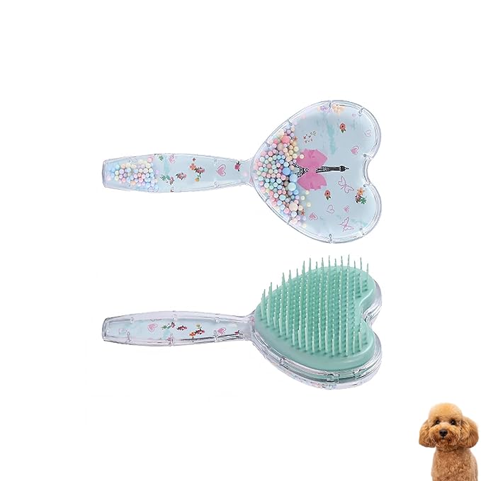 Small Dog Brush, Soft Dog Grooming Comb for Shih Tzus, Yorkies, Maltipoos, Maltese, Love Shape Puppy Massaging Pet Hair Brush, Cat Brush, for Small Dogs Cats of All Hair Types (Sky Blue)-Mewly Pet