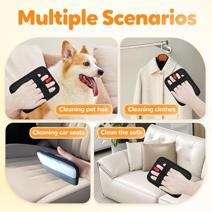 2 Upgraded Thickened Electrostatic Pet Hair Removal Gloves Brush,2025 New Reusable Cat Dog Hair Remover Grooming Gloves,Double Sided Washable Static Animal Fur Removal Tool for Couch,Carpet, Clothes-Mewly Pet