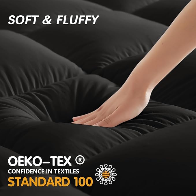 CYMULA California King Mattress Topper, Cooling Mattress Pad Cover, Extra Thick Pillow Top Mattress Topper with 8-21 Inch Elasticated Deep Pockets, Plush Down Alternative Fill Mattress Protector