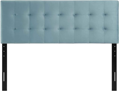 Modway Lily Biscuit Tufted Full Performance Velvet Headboard, Light Blue