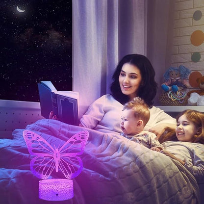Butterfly Night Light, Birthday Gift for Girls 3D Illusion Lamp Kids Bedside Lamp with 16 Colors Changing Remote Control Butterfly Toys Girls Gifts