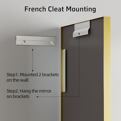 60x30 Inch Gold Bathroom Mirrors for Over Sink, Modern Rectangle Mirror, Large Framed Mirrors, Tempered Glass, Wall Mounted for Bedroom Living Room Horizontal/Vertical