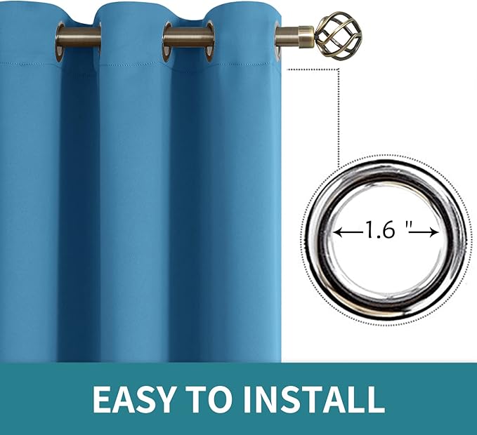 BGment Blackout Curtains - Grommet Thermal Insulated Room Darkening Bedroom and Living Room Curtains, Set of 2 Panels (52 x 108 Inch, Steel Blue)