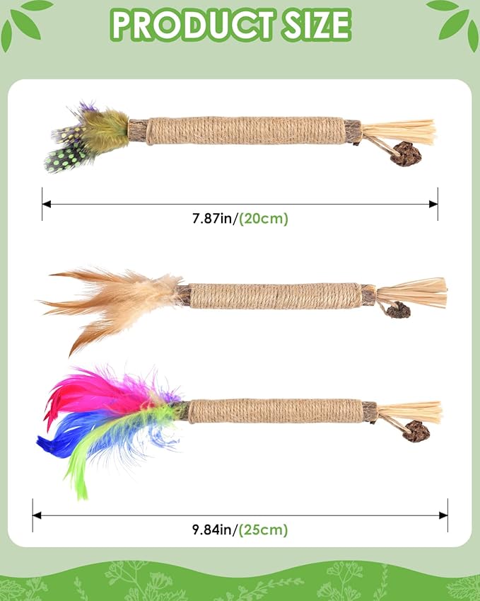 TINDTOP Silvervine Chew Sticks for Cats, Natural Catnip Chew Toys for Kittens Teeth Cleaning, Matatabi Dental Care, Increase Appetite, Calm Cat Anxiety and Stress, Cat Dental Toy (3 Pack)-Mewly Pet