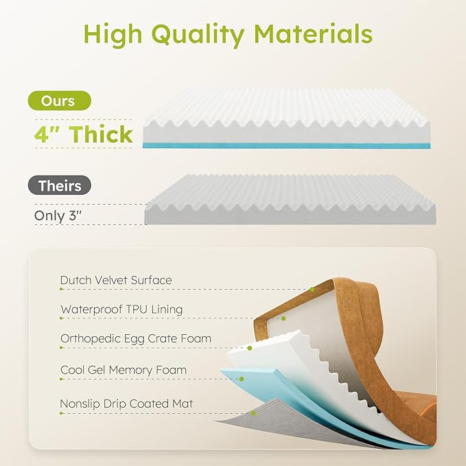 Extra Large Dog Bed, Orthopedic Dog Beds with Cooling Gel Memory Foam, Waterproof XL Pet Bed with Removable Washable Cover, 42" Pet Sofa Couch Dutch Velvet with Bone Toy, Brown-Mewly Pet