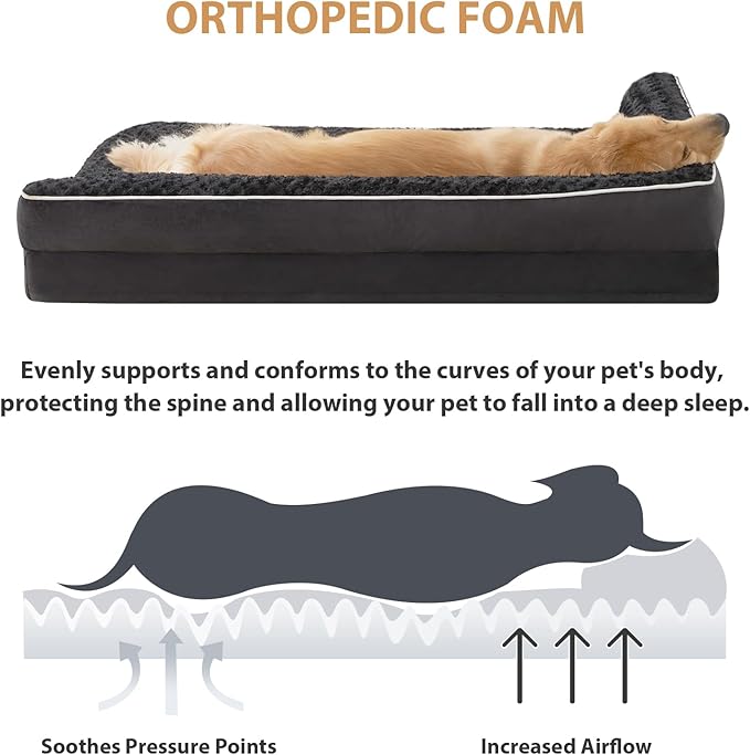 BFPETHOME Orthopedic Dog Beds for Large Dogs-Waterproof Sofa Dog Bed with Removable Washable Cover, Big Pet Bed with Waterproof Lining and Nonskid Bottom,Pet Bed for Large Dogs-Mewly Pet