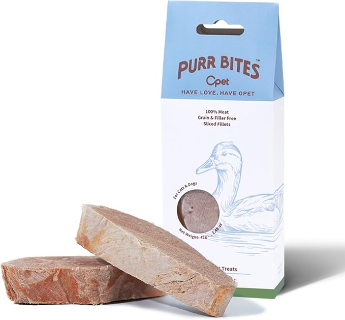 OPET Freeze Dried Duck Cat Treats, Single Ingredient Grain Free High Protein Pet Food for Cats and Dogs, Healthy Training Snacks，Freeze Dried Duck Breast Sliced Fillets (Duck Breast, 1.48 Ounce)-Mewly Pet
