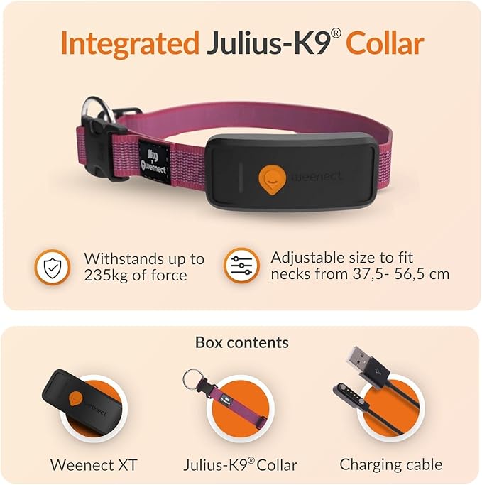 Weenect Dog XT - New GPS Collar for Dogs | XL Antenna | Waterproof | Ultra-Durable Integrated Julius-K9 Collar | Subscription Required-Mewly Pet