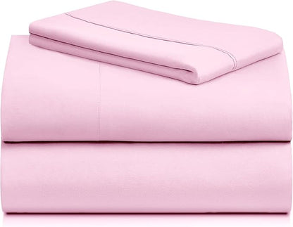 LuxClub 3 PC Sheet Set Bed Sheets Deep Pockets 16" Eco Friendly Wrinkle Free Cooling Machine Washable Hotel Bedding Silky Soft - Powder Pink Twin