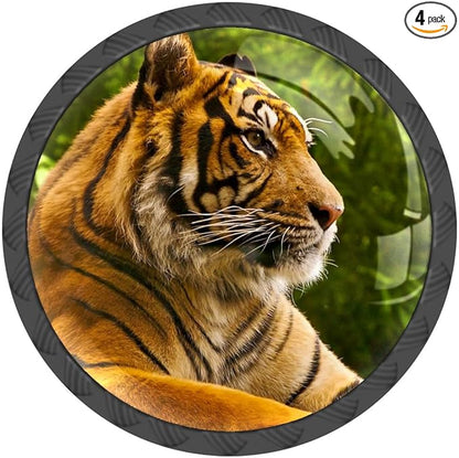 4 Pack Drawer Pulls Animal Tiger Crystal Glass Round Knobs Pulls Handles for Cabinets Dressers Kitchen Bathroom - Cupboards Wardrobes Hardware Furniture Knobs