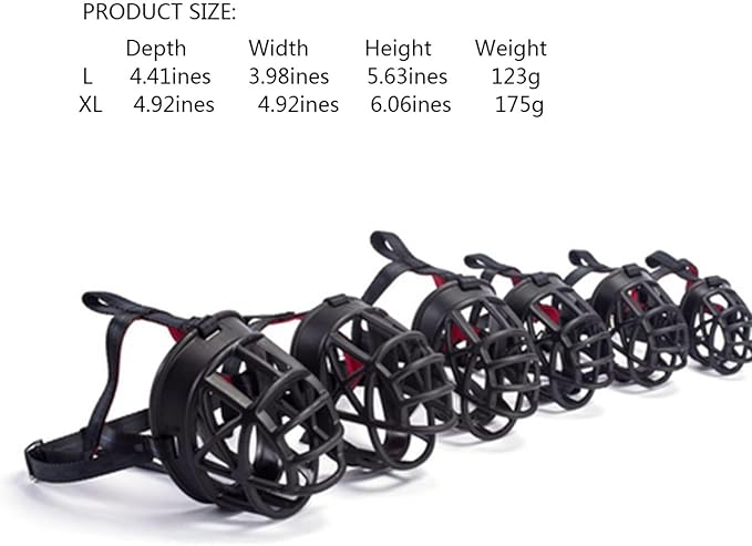 Dog Muzzle Breathable Basket Muzzles for Large and X-Large Dogs, Stop Biting, Barking and Chewing, Best for Aggressive Dogs Black Brown (Black Rubber, L)-Mewly Pet