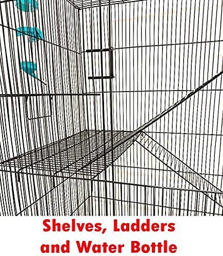 X-Large 5-Levels Tight 3/8-inch Bar Spacing Ferret Chinchilla Sugar-Glider Rats Mice Gerbil Chew Free Cage with Removable Rolling Stand, 31-Inch by 19-Inch by 55-Inch-Mewly Pet