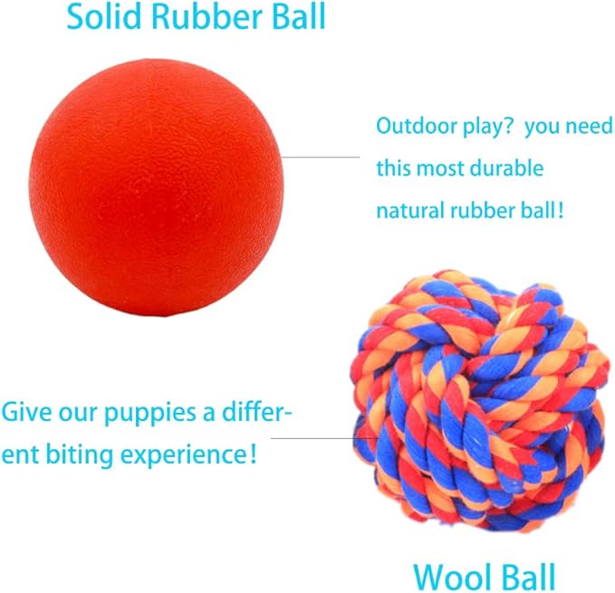Puppy Balls - Pack with Different Functions & Teething Toys for Small Dogs, Squeaky Dog Balls, Rubber Chew Toys for Enrichment-Mewly Pet
