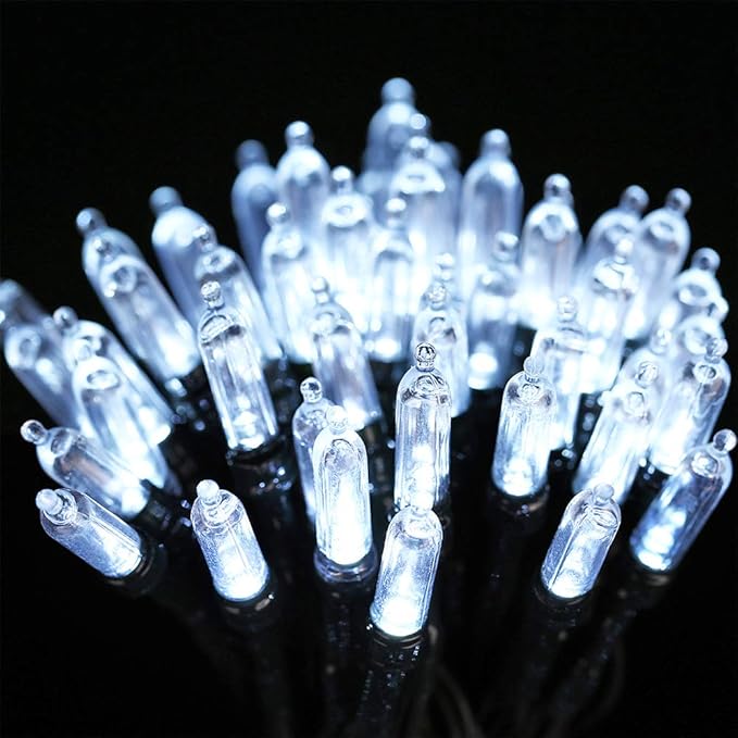 LYHOPE Battery Christmas Lights, 33ft 100 LED Christmas Lights Waterproof 8 Modes Battery Operated String Lights for Outdoor & Indoor, Xmas Tree, Wreaths, Holiday Decoration (Cool White)