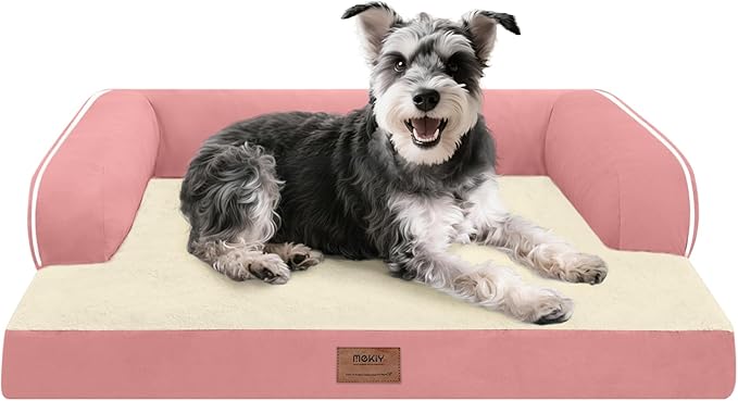 Small Dog Bed Waterproof Orthopedic Dog Beds for Medium Sized Dogs Comfy Pet Cat Bed with Sides, Washable Removable Cover-Mewly Pet
