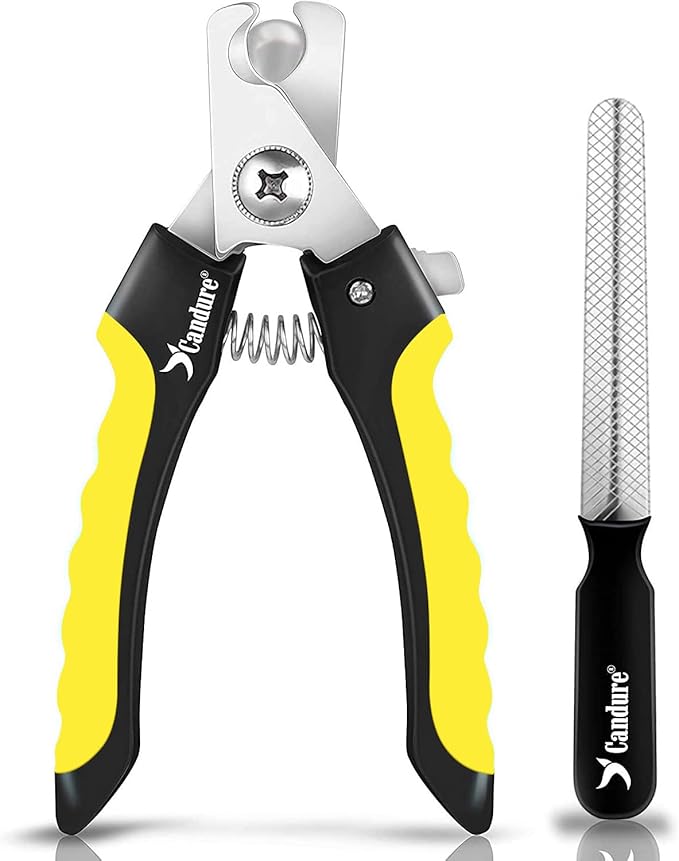 Candure Dog Nail Clippers for Pet Grooming - Professional Cat Nail Trimmers Suitable for Small to Medium Breeds with a Safety Guard & Nail File-Mewly Pet