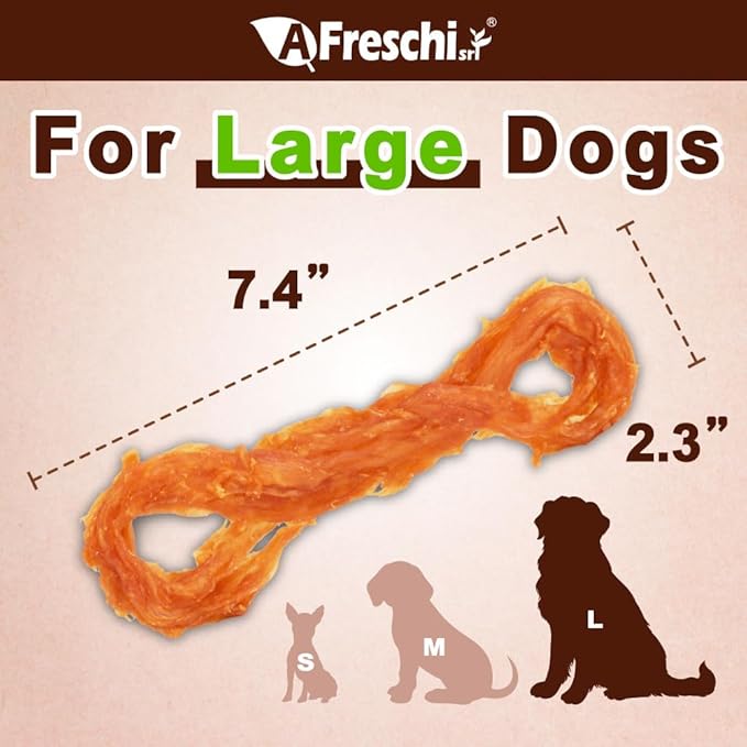 Afreschi Natural Turkey Tendon Rope (L) 3.53 oz, USA-Sourced Turkey Tendon, All Natural Human Grade Dog Chew, Hypoallergenic, Rawhide Alternative, Dog Treats for Large Breeds-Mewly Pet