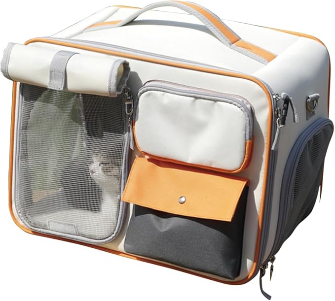 Dog Backpack, Pet Backpack with Upgrade Waist Cushion Design to Better Fit The Waist, Ventilated Soft Cat Backpack for Travel, Hiking, Camping(White)-Mewly Pet