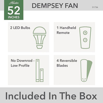 Hunter 51736 Dempsey Ceiling Fan 52 inches Matte Silver
