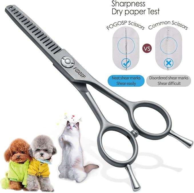 4.5" Thinning Shears for Dogs Grooming Face with Safety Round Tip for Small Dogs Face Paw Ears Trimmer Professional Small Cat Grooming Scissors (4.5" Blender, Gray)-Mewly Pet