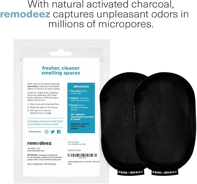 Refills for remodeez Litter Deodorizers and Odor Eliminator, Activated Charcoal, Natural Air Fresheners.-Mewly Pet