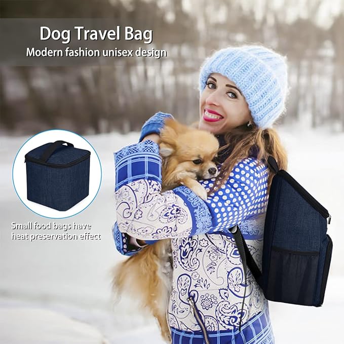 BAGLHER丨Dog Travel Bag, Airline Approved Pet Supplies Backpack, Dog Travel Backpack with 2 Silicone Collapsible Bowls and 2 Food Baskets-Mewly Pet