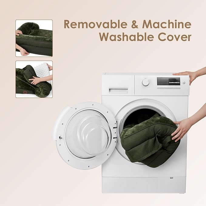 EHEYCIGA Orthopedic XL Dog Beds, Waterproof Memory Foam Dog Bed for Extra Large Dogs, Non-Slip Bottom and Egg-Crate Foam Big Pet Couch Bed with Washable Removable Cover, Dark Green-Mewly Pet