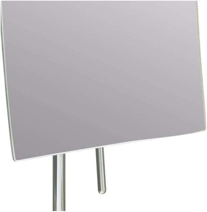 Aptations Rectangular Standing Mirror (5" x 8") - 3X Magnification | Portable Vanity Mirror with Handle for Flexibility | Decorative Makeup Mirror for Bedroom & Bathroom (Brushed Nickel)