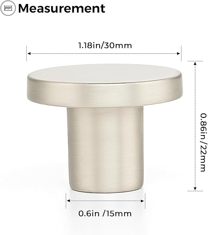 Ravinte 25 Pack Cabinet Knobs Brushed Nickel Kitchen Cabinet Knobs Round Dresser Drawer Pulls Closet Door Pulls 1-1/5 Inch