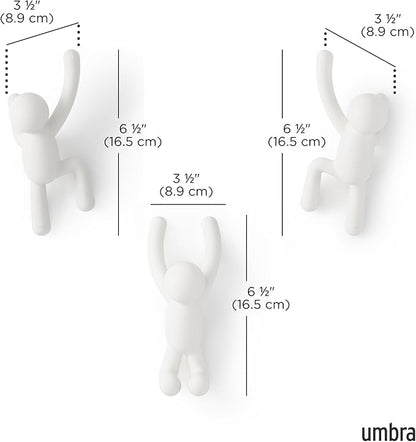 Umbra Buddy Wall Hooks, White, Set of 3