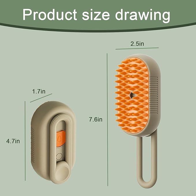 Cat Steam Brush for Shedding, 4 in 1 Rechargeable Pet Steam Brush for Dogs and Cats, Anti-Static, Massage, Cleaning, Shedding & Combing All In One! (Khaki)-Mewly Pet