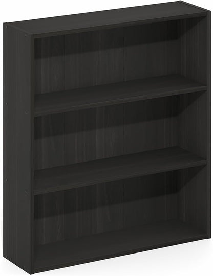 Furinno Basic Book Shelf, 3-Tier Bookshelf, Cube Storage Organizer Bookcase with Open Shelf, 7 x 24 x 26, for Living Room, Bedroom, Home Office, Espresso