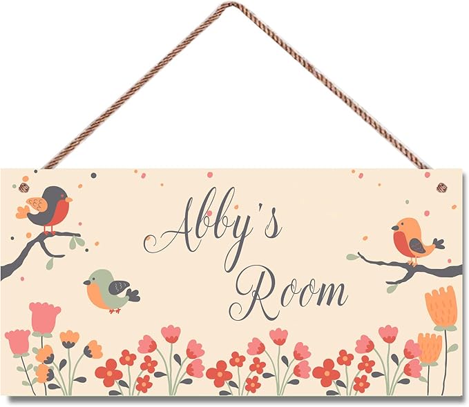 Personalized Name Sign Birds and Tree Decor For Girls Bedroom Baby Nursery Room Door Wood Plaque Hanging Wall Art Decor For Boys Room