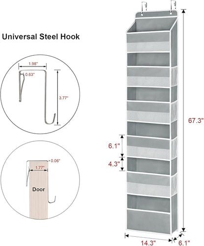 Univivi Door Hanging Organizer Nursery Closet Cabinet Baby Storage with 6 Large Compartments and 8 Side Pockets for Cosmetics, Toys and Sundries
