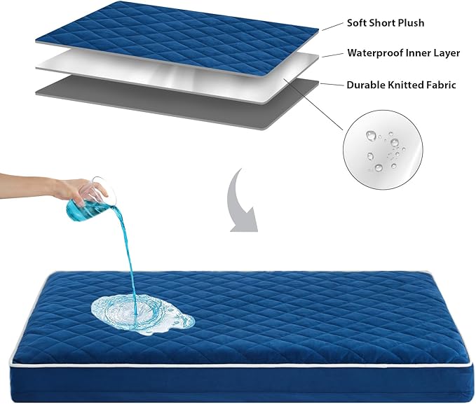 WNPETHOME Orthopedic Dog Bed Medium Size Dog, Waterproof Medium Dogs Bed with Removable Washable Cover, Multi-Needle Quilting Dogs Crate Bed-Mewly Pet